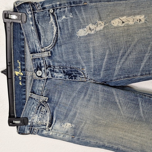 7 For All Mankind Distressed Streetwear Bermuda Grunge Jean Shorts Size 28 - Picture 2 of 10